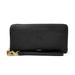 Women's Black SUNY Jamestown Community College Fossil Leather Logan RFID Zip Around Clutch