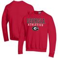 Men's Champion Red Georgia Bulldogs Athletics Logo Stack Pullover Sweatshirt