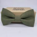 Irish Linen Bow Tie in Olive Green - Pre-Tied, Self-Tie, Boy's Sizes, Cufflinks & Pocket Squares Available