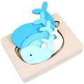 Kid Wooden Puzzles Multi- Layered Gradient Whale Animal Puzzles Cartoon 3D Panel Jigsaw Brain Teaser Puzzles Kids Children Educational Toys