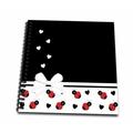 3dRose Cute White Black Ladybugs Floating Hearts White Ribbon - Mini Notepad 4 by 4-inch