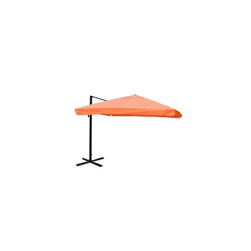 Gastronomie-Ampelschirm HWC-A96, 3,5×3,5m (Ø4,95m) Polyester/Alu 25kg ~ Flap, terracotta ohne Ständer