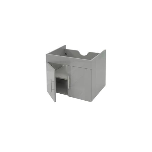 Waschbeckenunterschrank HWC-D16, Waschtischunterschrank Waschtisch Unterschrank Badmöbel, FSC® hochglanz 60cm ~ grau