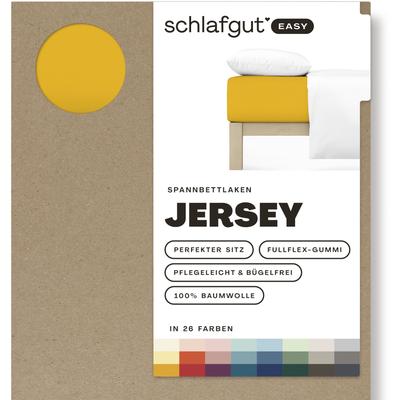 Spannbettlaken SCHLAFGUT "EASY aus 100% Baumwolle, weich & saugfähig, Marken-Bettlaken", gelb (gelb deep), B:180-200cm L:200cm, Jersey, Obermaterial: 100% Baumwolle, Laken, für Matratzen bis 22 cm Höhe, in 90x200, 140x200 oder 180x200 cm Image