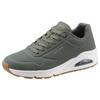 Sneaker SKECHERS "Uno - Stand on Air", Herren, Gr. 43, grün (olivgrün), Lederimitat, sportlich, Schuhe, Freizeitschuh, Halbschuh, Schnürschuh mit Air-Cooled Memory Foam