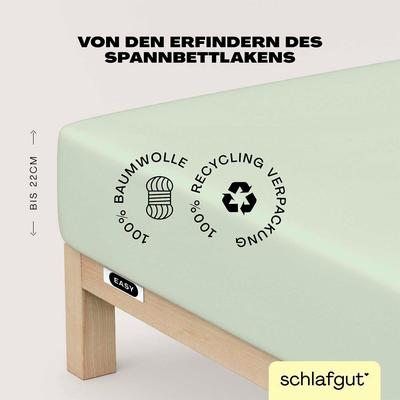 Spannbettlaken SCHLAFGUT "EASY aus 100% Baumwolle, weich & saugfähig, Marken-Bettlaken", grün (grün light), B:180-200cm L:200cm, Jersey, Obermaterial: 100% Baumwolle, Laken, für Matratzen bis 22 cm Höhe, in 90x200, 140x200 oder 180x200 cm Image