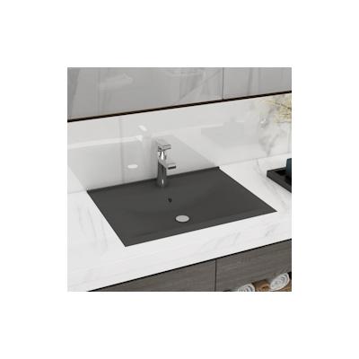 vidaXL Luxus-Waschbecken mit Hahnloch Matt-Dunkelgrau 60x46 cm Keramik