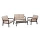 Mendler Garnitur HWC-L64, Gartenlounge Gartengarnitur Lounge-Set Sitzgruppe Sofa, Metall ~ Polster creme-weiß