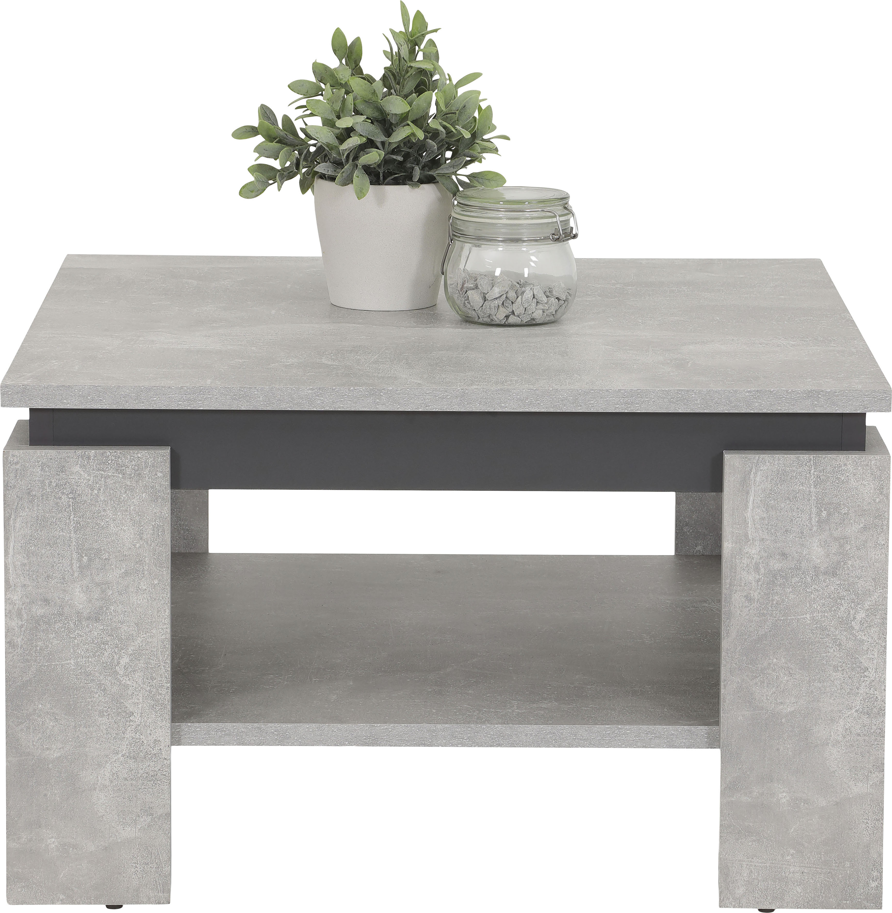Couchtisch HELA "TIM", beton, anthr, B:68cm H:41cm T:68cm, Tische, mit Ablageboden, quadratisch oder rechteckig