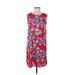 AGB Casual Dress - Shift Crew Neck Sleeveless: Red Floral Dresses - Women's Size Medium