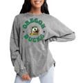 Women's Gameday Couture Gray Oregon Ducks Playing Around Faded Wash Oversized Long Sleeve T-Shirt