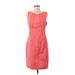 Calvin Klein Casual Dress - Sheath Scoop Neck Sleeveless: Pink Print Dresses - Women's Size 8