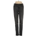 Express Jeans Jeans - Mid/Reg Rise Skinny Leg Denim: Gray Bottoms - Women's Size 2 - Dark Wash
