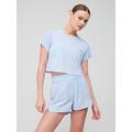 adidas Training Essentials 3 Bar Tee - Blue, Blue, Size L, Women