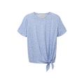 TOM TAILOR DENIM Damen T-Shirt mit Knotendetail, blau, Print, Gr. L