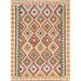 Geometric Multi Color Kilim Oriental Accent Rug Hand-Woven Wool Carpet - 4'1"x 6'0"