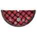 Kurt Adler Red Plaid and Snowflakes Christmas Holiday Tree Skirt 48 Inches - Red,Black