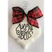 Jingle Bells Buffalo Plaid Christmas Holiday Ornament Porcelain - White,Black,Red