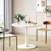 Grondin Mid-Century Modern Round Kitchen or Dining Table with Premium MDF Top and Steel Pedestal Base for Dining Room