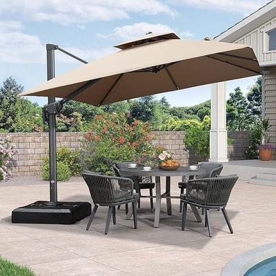 PURPLE LEAF Patio Cantilever Umbrella with 360 Degree Rotation