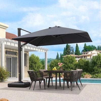 PURPLE LEAF Sturdy Heavy-duty Patio Cantilever Offset Umbrella with 360-degree Rotation