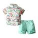 Rovga Boys 2 Piece Outfit Dinosaur Shirt Shorts Set Children S Short Sleeve Colorful Dinosaur Shirt Casual Pants Set Boy Outfits