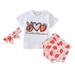 Fsqjgq Skirt Sets Toddler Baby Girl Clothes Toddler Girls Short Sleeve Letter Strawberry Prints T Shirt Tops Shorts Headbands Outfits Size 70 White