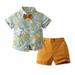 Rovga Boys 2 Piece Outfit British Style Fashion Boy Suit Summer Children S Short Sleeved Flower Shirt Shorts Suit Children S Short Sleeve Shirt Two Piece Set Boy Outfits