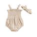 Musuos 2Pcs Baby Girls Cutout Pleated Tank Tops Stretch Casual Ruffle Shorts Headband