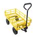 Wagon Camping Cart Garden Cart Heavy-Duty Steel Hand Cart with Removable Four Sides Outdoor Utility Cart with 180 Degree Steering Range Handle & 10 Pneumatic Tires 550lbs Loading Capacity Yellow