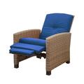 Domi Indoor & Outdoor All-Weather Wicker Recliner Patio Chair Comfortable Reclining Seating