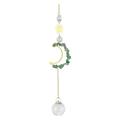SEMIMAY Natural Amethyst Amethyst Macadam Hollowed Out Moon Pearl Ball Wind Chimes Suncatcher