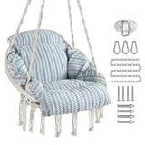 Hanging Hammock Chair Mesh Woven Rope Macrame Bar Chair Swing for Indoor/ Outdoor/ Home/ Bedroom/ Patio/ Yard/ Deck/ Garden Chair Seat Home Decor Christmas Gifts Festival Gift