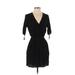 Gap Casual Dress - Mini Plunge 3/4 sleeves: Black Print Dresses - Women's Size Small