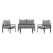 CorLiving Deluxe 4 Piece Outdoor Patio Furniture Set with Patio Chairs and Outdoor Sofa - Complete Patio Furniture Set for Backyard Porch Deck and Outdoor Seating Grey