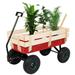 Zimtown Garden Cart Garden Wagon Wood Wagon ALL Terrain Pulling Red
