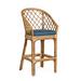 Braxton Culler Kent 30" Bar Stool Upholstered/Wicker/Rattan in Green/Gray/Blue | 45 H x 23 W x 21 D in | Wayfair 1084-003/0596-65/BISQUE