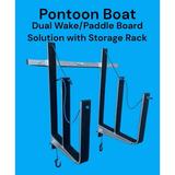 Pontoon Boat Dual Wake/Paddle Board Solution with Storage Rack