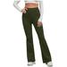 Mrat Women Yoga Pants Yoga Full Length Pants Ladies Casual Slim High Elastic Waist Solid Color Sports Yoga Flare Pants Casual High Waisted Trousers Army Green XXL