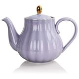 Everly Quinn Natashua Royal Teapot, Ceramic Tea Pot w/ Removable Stainless Steel Infuser, Blooming & Loose Leaf Teapot in Indigo | Wayfair