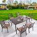 Bloomsbury Market Aelred Rectangular 6 - Person Aluminum Outdoor Dining Set w/ Cushions Metal in Brown | 51.2 W x 35.4 D in | Wayfair