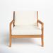 Joss & Main Adagio Outdoor Solid Teak Wood Wide Armchair w/ Cushions Wood in Brown/White | 32.75 H x 35 W x 35.25 D in | Wayfair