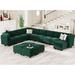 Green Sectional - Ebern Designs Wylodene 169" Wide Oversized U Shaped Velvet Reversible Modular Sofa w/ Storage Couch Set Velvet | Wayfair