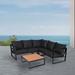 Hokku Designs Blossburg 25.79" Wide Outdoor Patio Sectional w/ Cushions Metal in Black | 77.95 H x 25.79 W x 77.95 D in | Wayfair