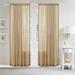 Mocassi Semi-Sheer Curtains with Pom Pom Tassels - 2 Piece Set - 2 inch Rod Pocket - Solid Sheer Curtain Drapes for Living Room Bedroom 40 x 84 Tan