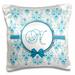 3dRose Elegant Blue and Silver Heart Damask Monogram Letter N Pillow Case 16 by 16-inch