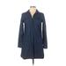 Old Navy Casual Dress - Shirtdress Collared Long sleeves: Blue Print Dresses - Women's Size X-Small