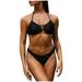 KaLI_store High Waisted Swimsuits for Women Women s Retro Ruched Ruffle High Waist Two Piece Bikini Set Tie Knot Front Top Sport Bath Swimsuit Black M