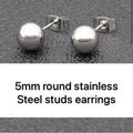 Zara Jewelry | New 5mm Stainless Round Stud Earrings | Color: Silver | Size: Os