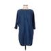 BDG Casual Dress - Shift Crew Neck 3/4 sleeves: Blue Print Dresses - Women's Size X-Small